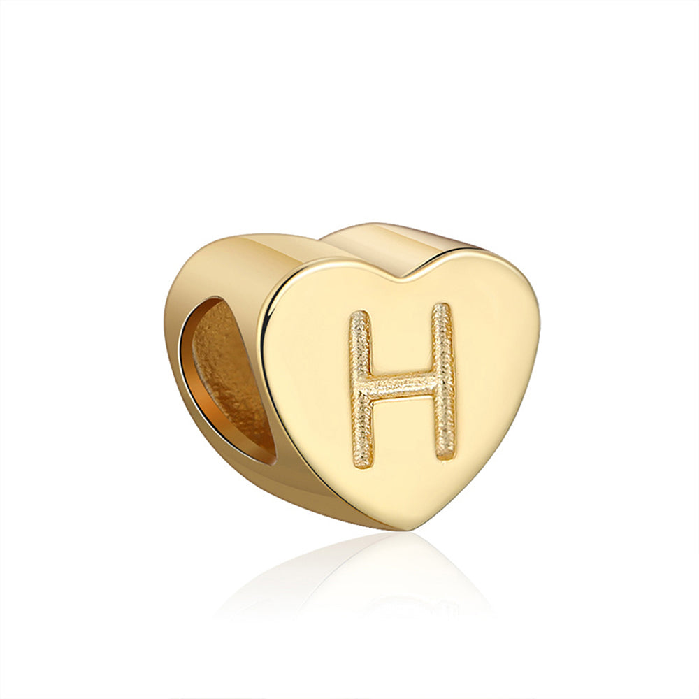 Initial Heart Charms Gold Plated  Sterling Silver Womens Ginger Lyne Collection - H