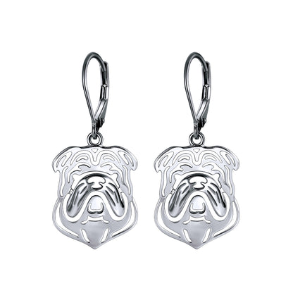 Bulldog Dog Necklace, Earrings, or Set for Women Sterling Silver Ginger Lyne Collection