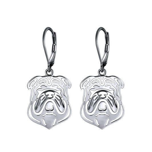 Bulldog Dog Necklace, Earrings, or Set for Women Sterling Silver Ginger Lyne Collection