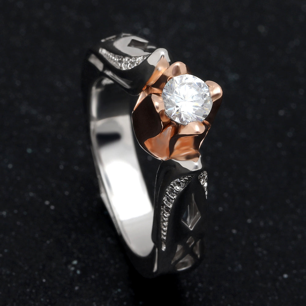 Rosebud Engagement Ring Solitaire Rose Gold Plated Womens Ginger Lyne Collection Size 10