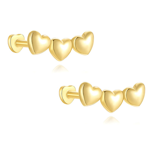 HeartCrawlerFlatBackEarringsforCartilageHelixTragusLobeGoldoverSterlingSilverStudsPairbyGingerLyne_Gold-1