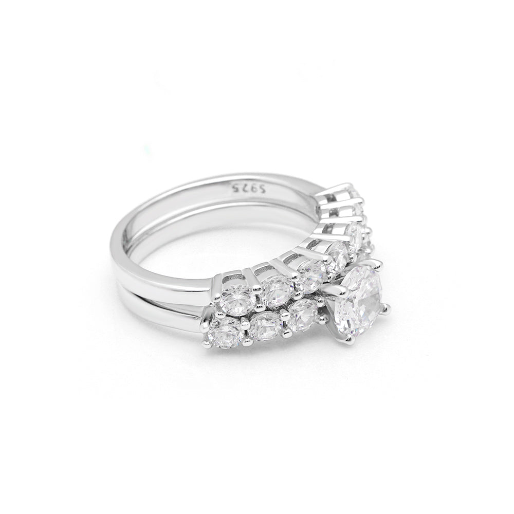 CarlaBridalSetSterlingSilverWomenCZEngagementRingBandGingerLyneCollection_Silver-3