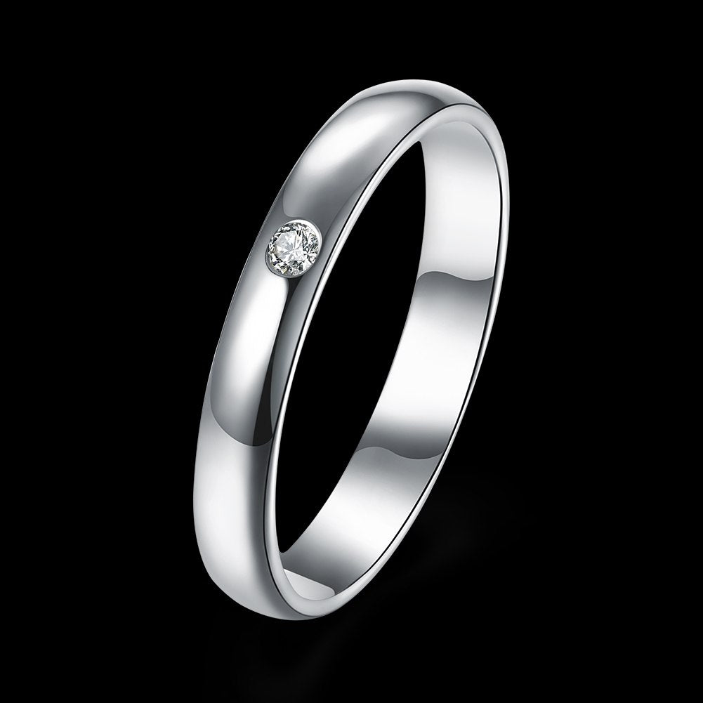 3mm Wedding Band Sterling Silver Women Men Ring Ginger Lyne Collection