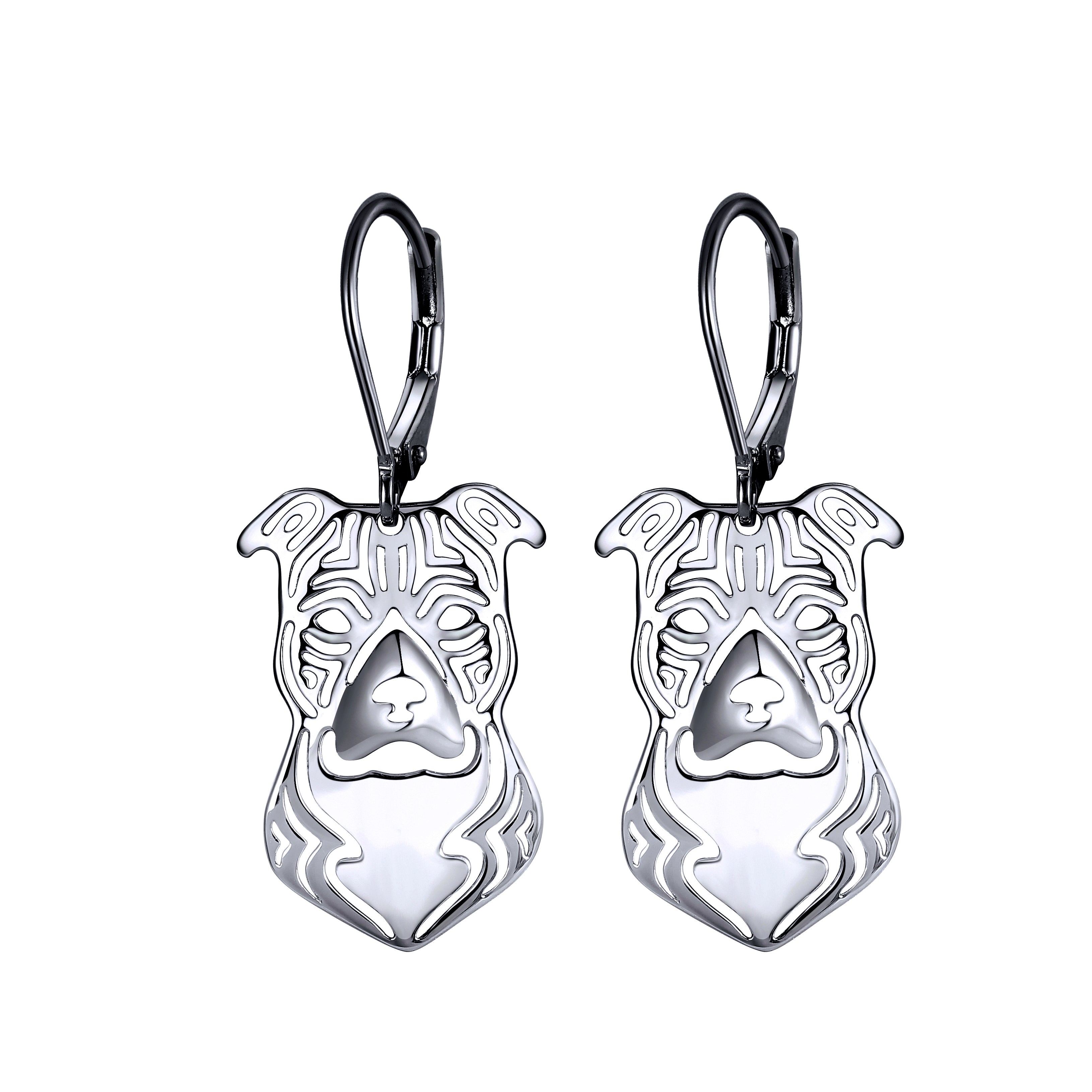 Pit Bull Staffordshire Terrier Dog Earrings Silver Womens Ginger Lyne Collection - Stafford Earrings