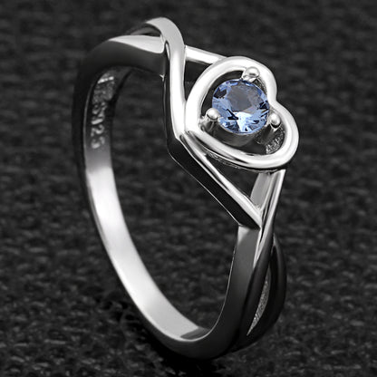 Christine Engagement Ring for Women Promise Heart Birthstone Cz Sterling Silver by Ginger Lyne