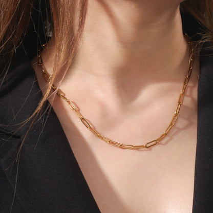 PaperclipChainNecklaceorBraceletforWomenorMenStainlessSteelGingerLyneCollection_Gold-8
