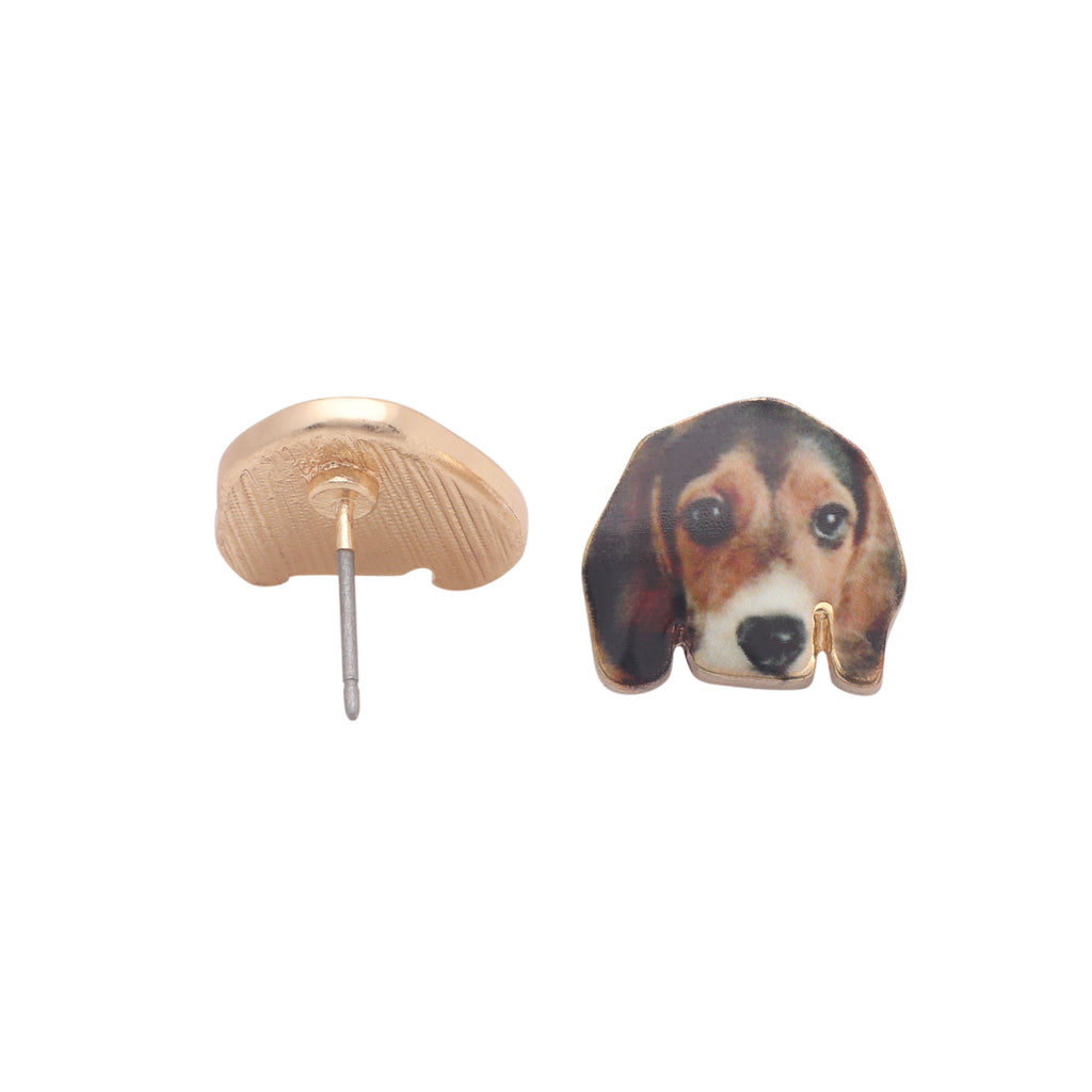 Beagle Face Dog Stud Earrings Enamel Colorful From the Ginger Lyne Collection