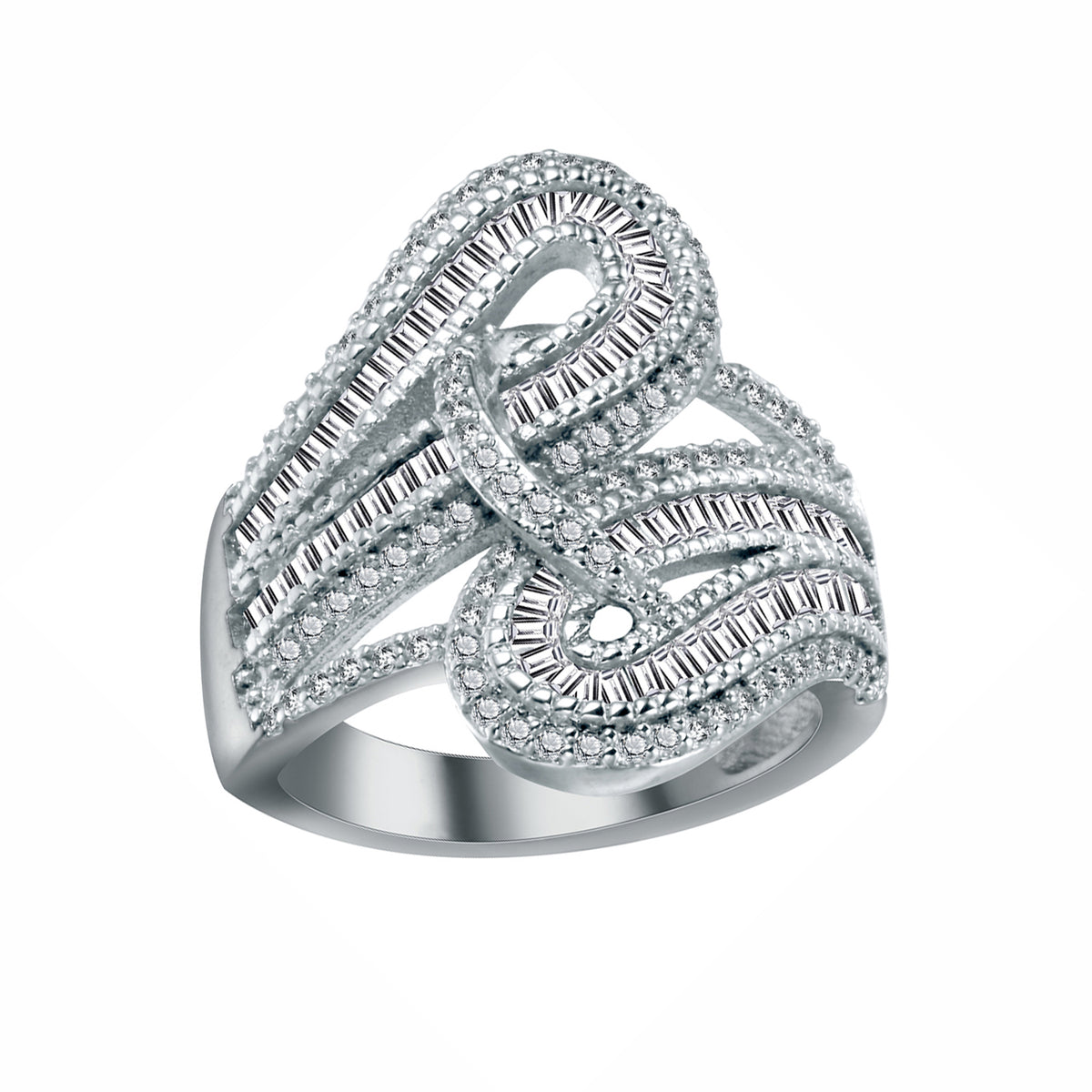 PriscillaStatementRingBaguetteCubicZirconiaWomensGingerLyneSize9_Silver-1