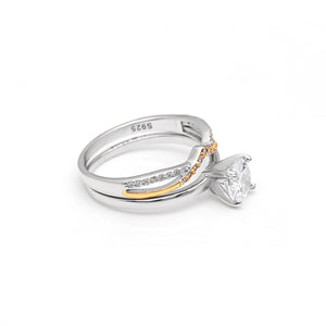 Chiara Anniversary Wedding Band Ring Gold Sterling Silver V Shape CZ Ginger Lyne Collection - 10