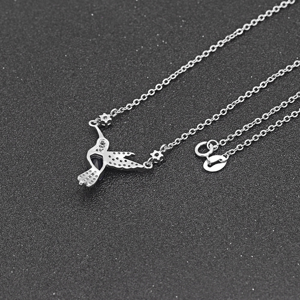 Hummingbird Necklace or Bracelet Sterling Silver Blue Cz Women Ginger Lyne Collection - Necklace