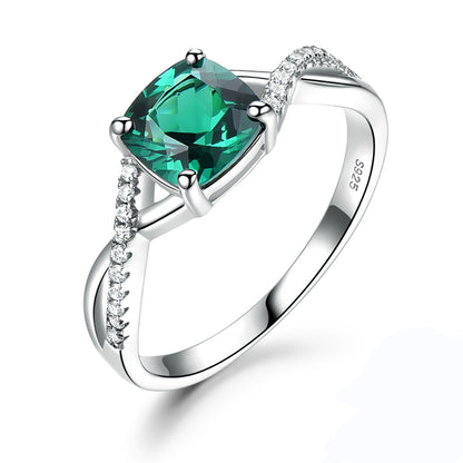 Emerald Engagement Ring for Women Cz Sterling Silver Ginger Lyne Collection