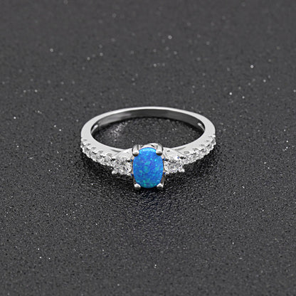 Emil Fire Opal Sterling Silver Cz Engagement Ring Womens Ginger Lyne Collection - Blue,11