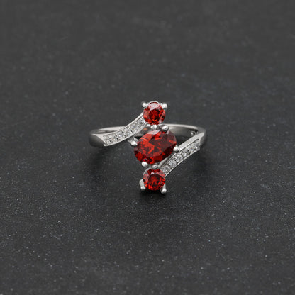 Birthstone Ring for Women Statement Ring 3 Stone Sterling Silver Cz Ginger Lyne Collection