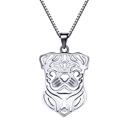 Pug Dog Sterling Silver Pendant Necklace Earrings Set Womens Ginger Lyne Collection - Dog Set