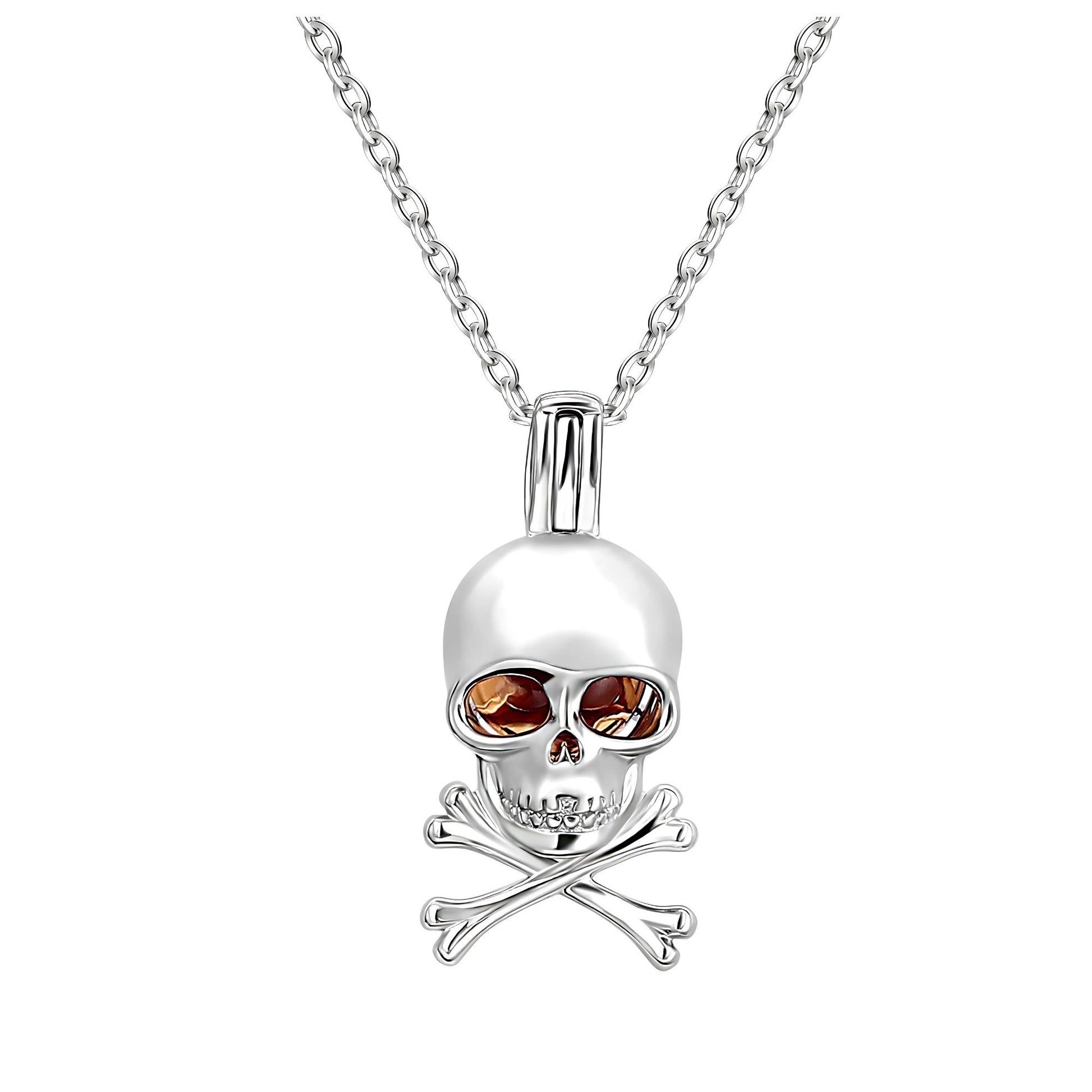 SkullNecklaceforWomenbyGingerLyneGlowingAmberEyesSterlingSilverPendantand16-18"Chain_Silver-1