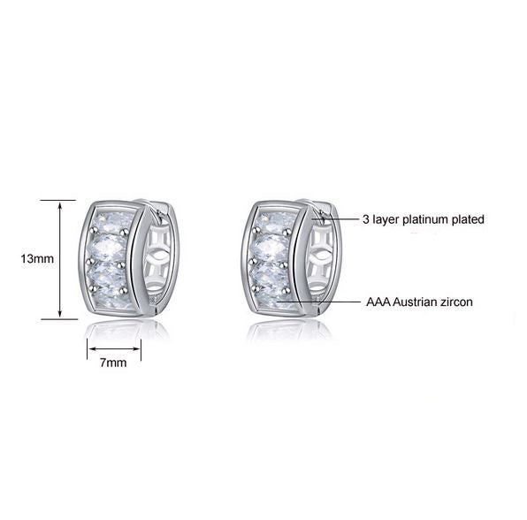 Small Hoop Earrings for Women Marquise Cut Cubic Zirconia Ginger Lyne Collection - Silver