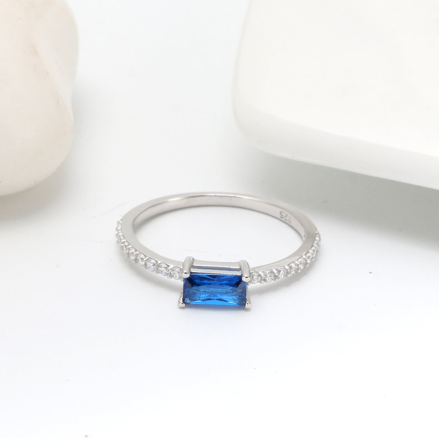 EngagementRingforWomenEmeraldCutBlueCzSterlingSilverGingerLyneCollection_Blue-2