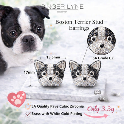 BostonTerrierStudEarringsforWomenDogBlackCubicZirconiaGingerLyneCollection_BostonTerrier-3