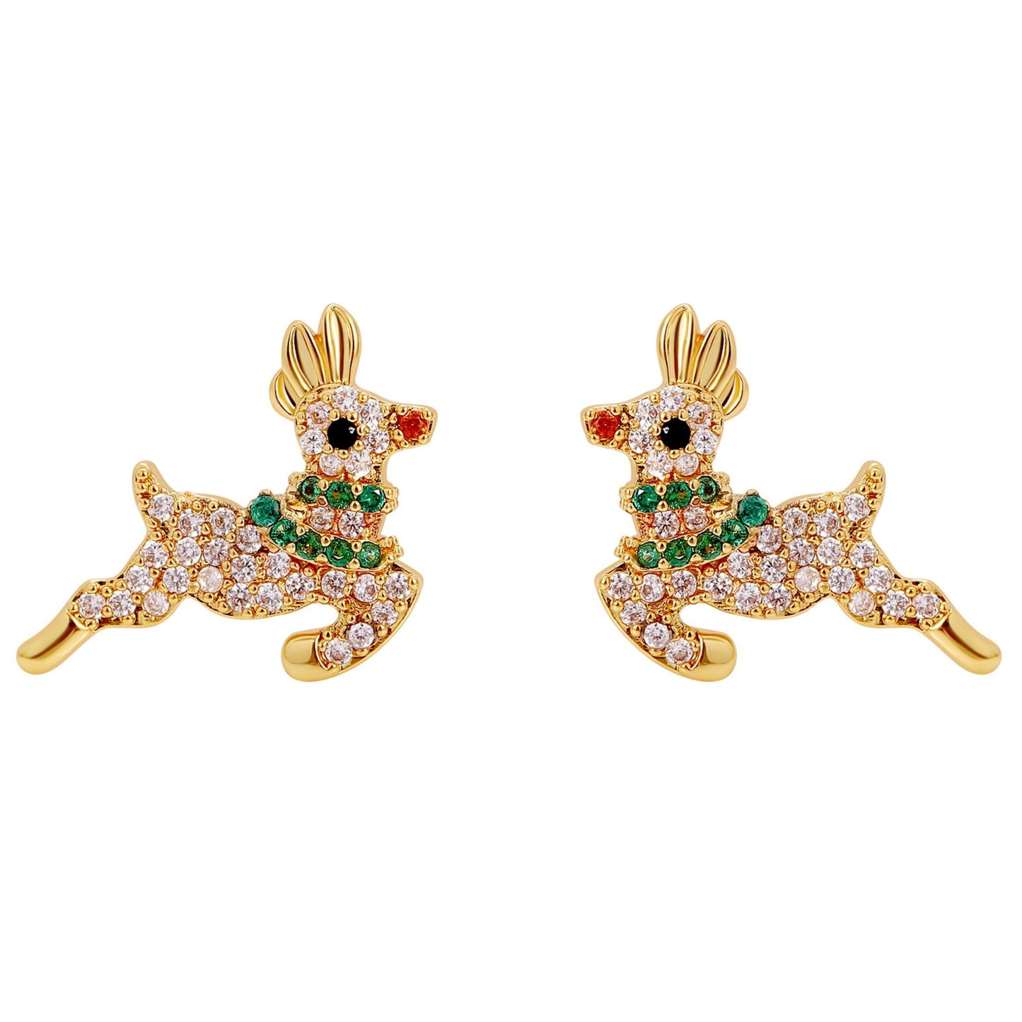 ChristmasReindeerEarringsWomensFlyingDeer14KTGoldPlatedStudCZGingerLyneCollection_Gold-1