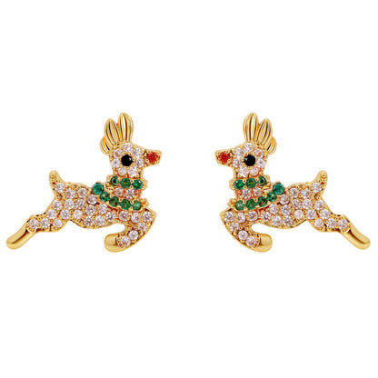 ChristmasReindeerEarringsWomensFlyingDeer14KTGoldPlatedStudCZGingerLyneCollection_Gold-1