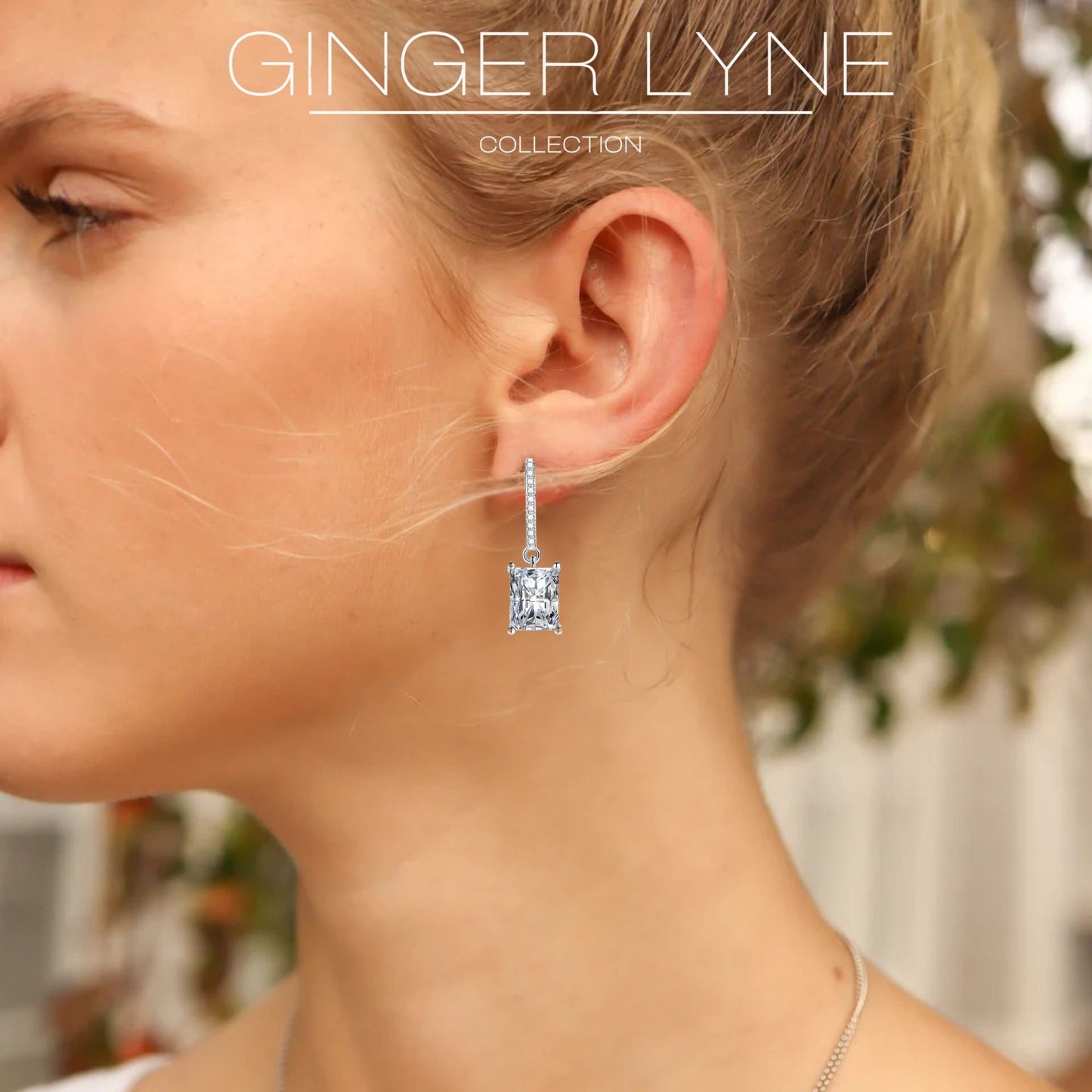 Liora Dangle Earrings for Women Emerald Cut Cubic Zirconia Hook Ginger Lyne Collection - Yellow