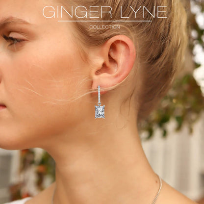 Liora Dangle Earrings for Women Emerald Cut Cubic Zirconia Hook Ginger Lyne Collection - Yellow