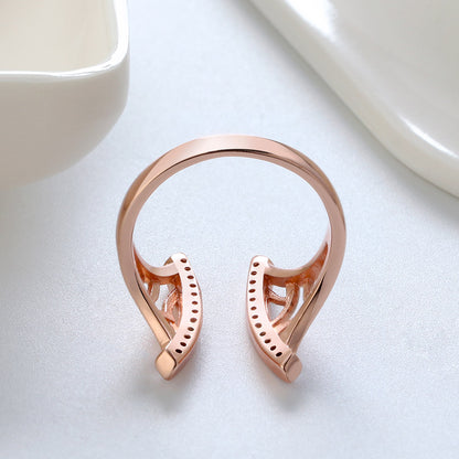 Window Pattern Adjustable Ring for Women Cz Gold Plated Ginger Lyne Collection - Rose Gold