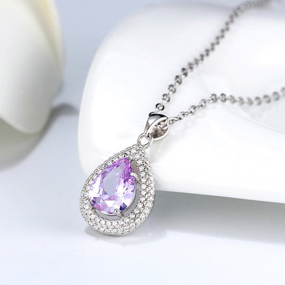 Oval Teardrop Pendant Necklace for Women Sterling Silver Cz Ginger Lyne Collection