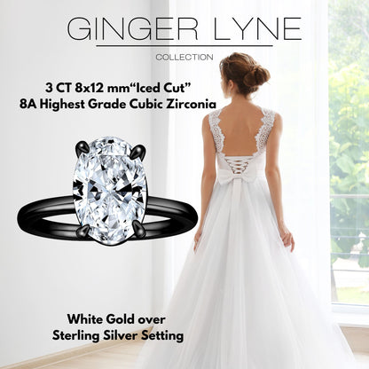 Solitaire 3 Ct Oval Engagement Ring for Women Sterling Silver CZ Ginger Lyne Collection