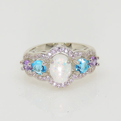 Riley Statement Ring White Fire Opal Purple Blue Cz Womens Ginger Lyne Collection