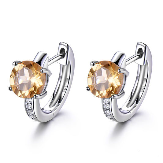 Hoop Earrings for Women Madeira Citrine or Blue Topaz Sterling Silver Ginger Lyne Collection