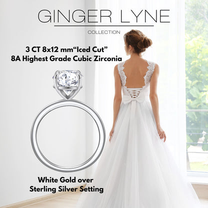 Solitaire 3 Ct Oval Engagement Ring for Women Sterling Silver CZ Ginger Lyne Collection