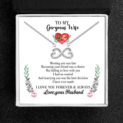 Wife Greeting Card Sterling Silver Infinity Heart Necklace Women Ginger Lyne Collection