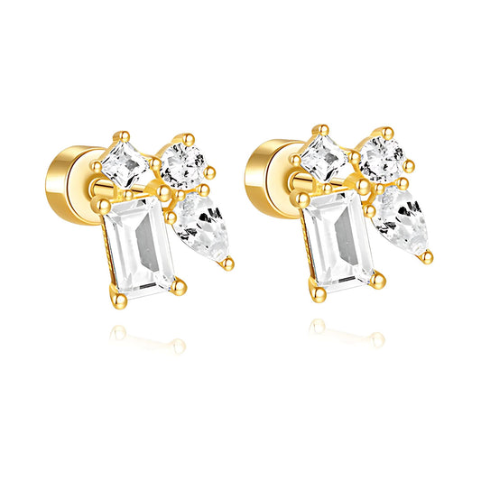 Multi-cutCZFlatBackEarringsforCartilageHelixTragus5mm18GaugeSterlingSilver1pairbyGingerLyne_Gold-1