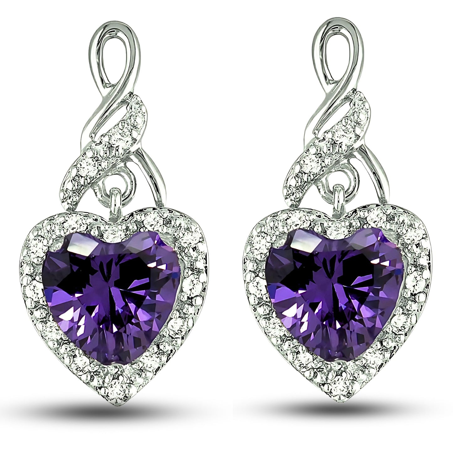 HeartShapeBlueCzDropStudEarringsWomensGingerLyneCollection_Purple-1