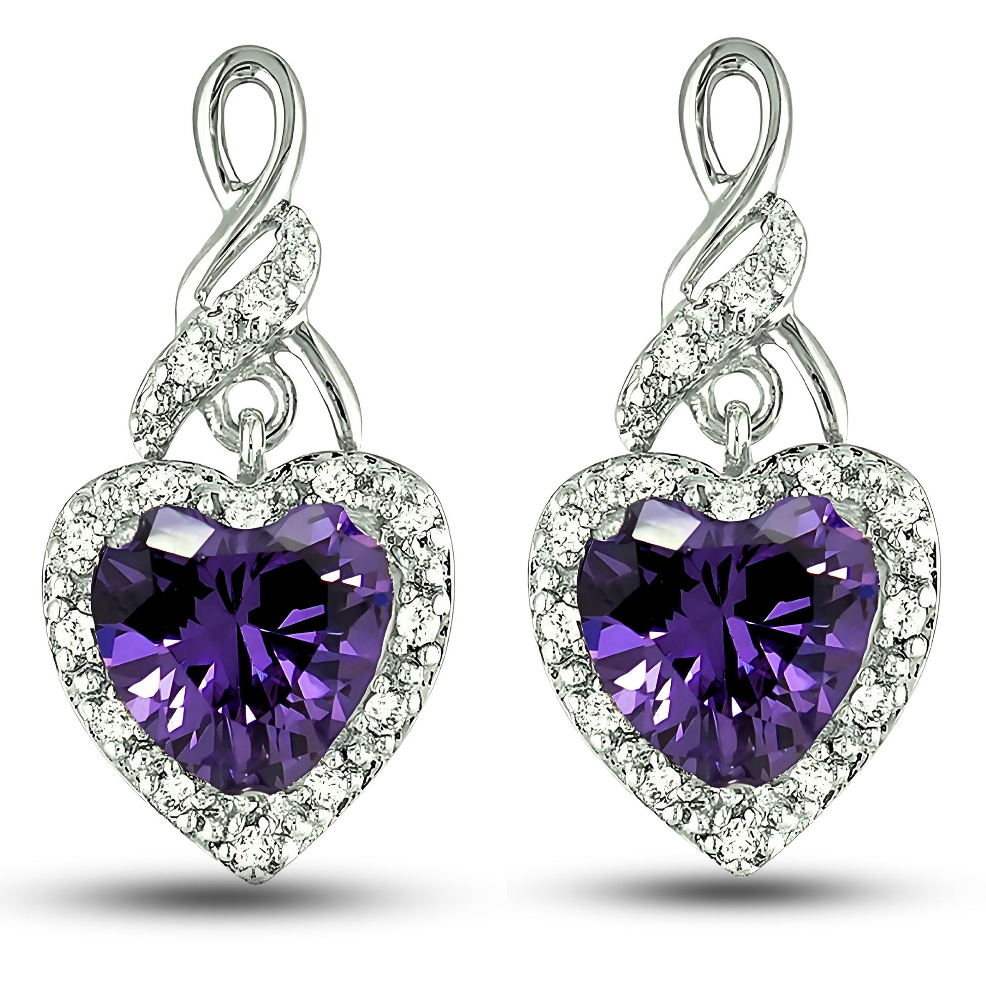 HeartShapeBlueCzDropStudEarringsWomensGingerLyneCollection_Purple-1