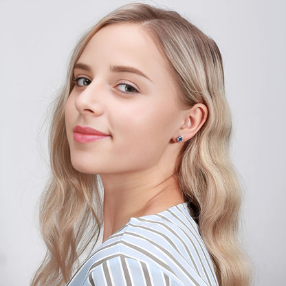 April Birthstone Stud Earrings for Women Clear Cubic Zirconia 6mm Sterling Silver Studs by Ginger Lyne - Clear