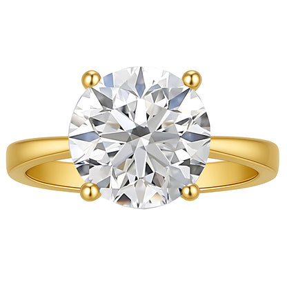 Solitaire4CtRoundCutEngagementRingforWomenSterlingSilver8ACZGingerLyneCollection_GoldTone-1