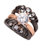 Load image into Gallery viewer, Cordelia Bridal Set Solitaire 3pc Black Rose Cz Engagement Ginger Lyne Collection - 11
