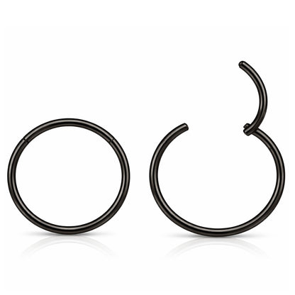 ThinHoopEarringsGingerLyne20GaugeStainlessSteelHingedClickerforLobeCartilageNosePiercingBodyJewelry_FPJ-20g-Hoop-Black-12mm-1