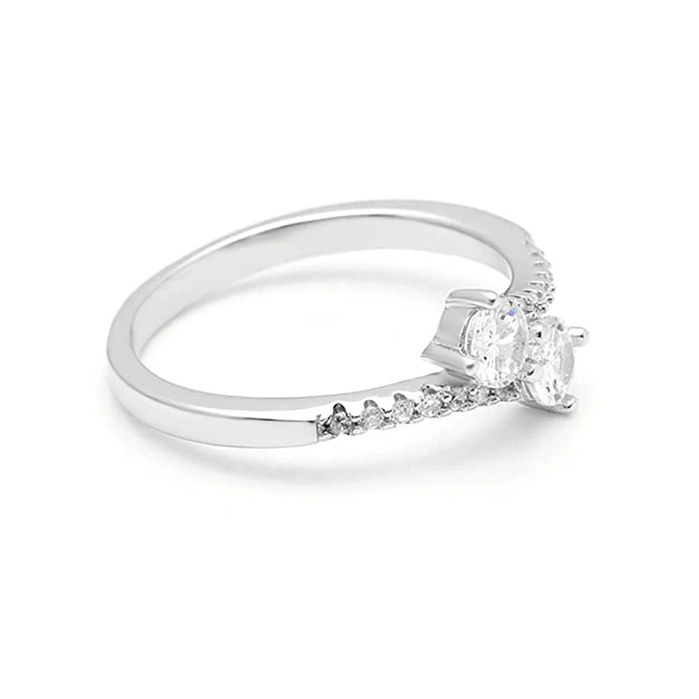 Tatiana Engagement Ring Sterling Silver 2 Stone Cz Womens Ginger Lyne Collection - 10
