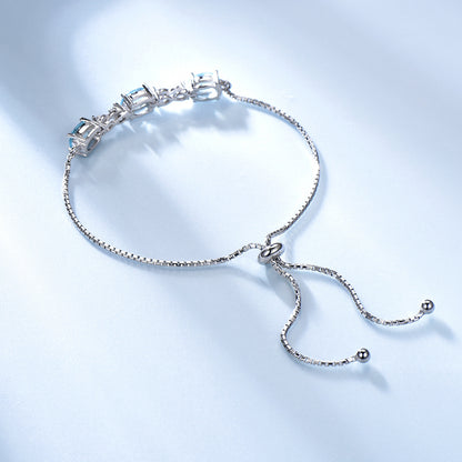 Adjustable Chain Bracelet  for Women Silver Created Blue Topaz Ginger Lyne Collection