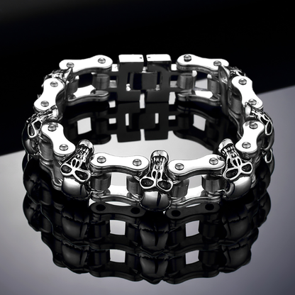 SkullBraceletforMenWomenStainlessSteelMetalBikerPunkGothicGingerLyneCollection_Silver-3