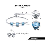 Load image into Gallery viewer, Adjustable Chain Bracelet Silver Created Blue Topaz Girls Ginger Lyne Collection - Medium Blue
