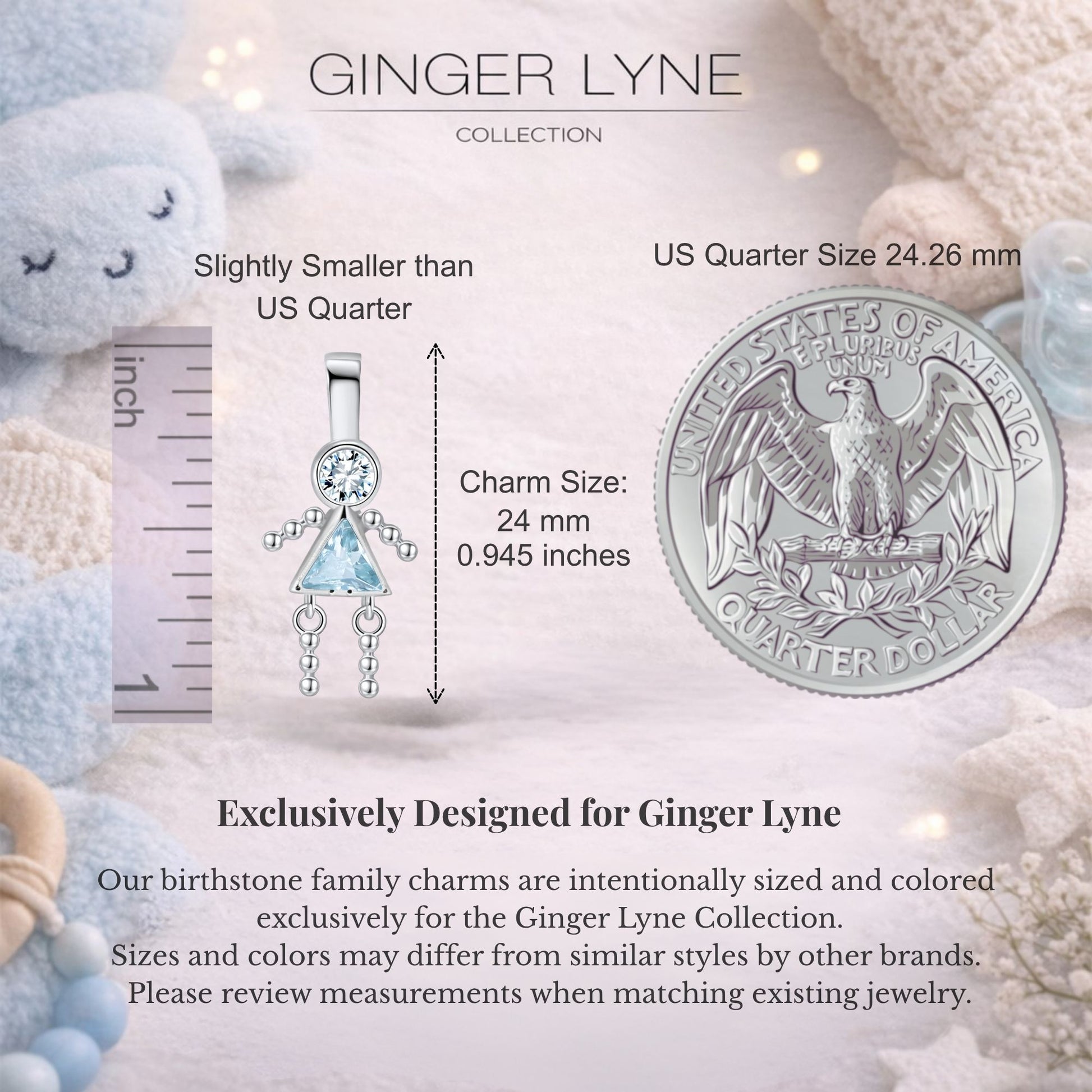 Birthstone Family Pendant for Mom by Ginger Lyne Stainless Steel Cubic Zirconia Charms For Grandma Necklace_Female-March-Silver-2