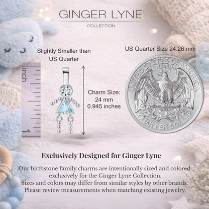 Birthstone Family Pendant for Mom by Ginger Lyne Stainless Steel Cubic Zirconia Charms For Grandma Necklace_Female-March-Silver-2