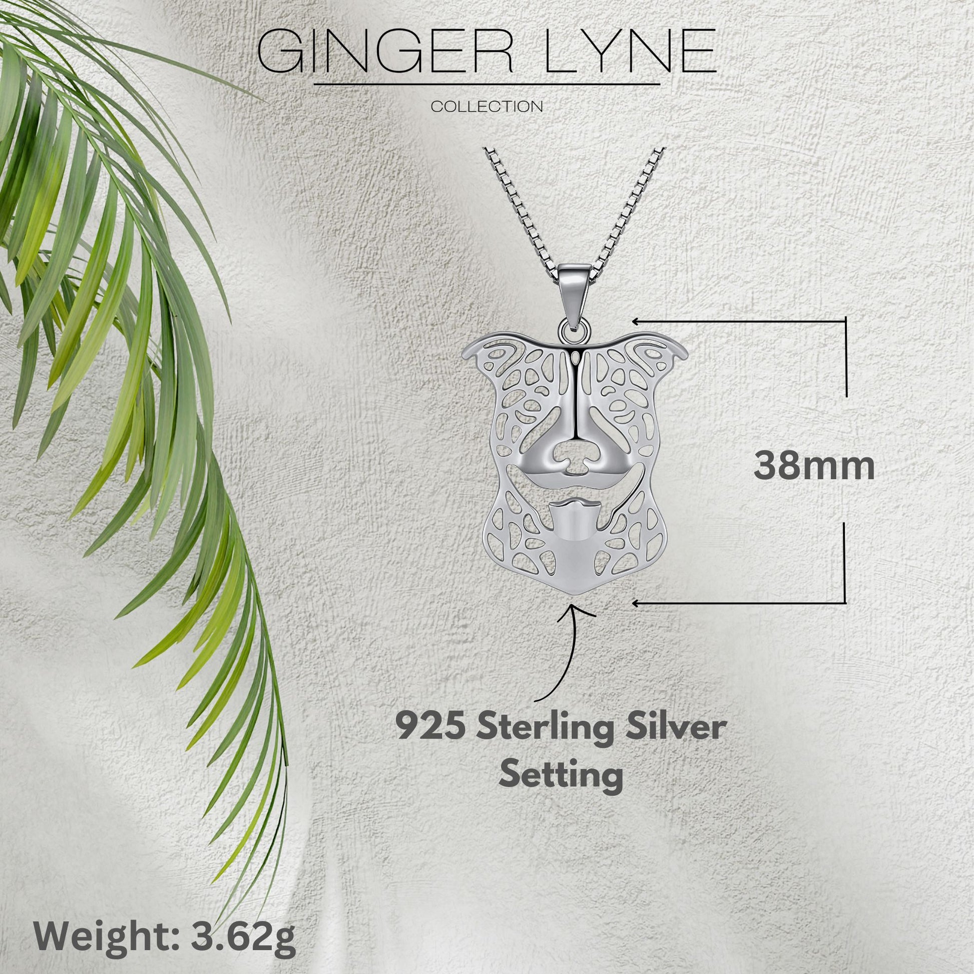 Pit Bull Dog Necklace Earrings or Set Sterling Silver Womens Ginger Lyne Collection - Ears Down Necklace