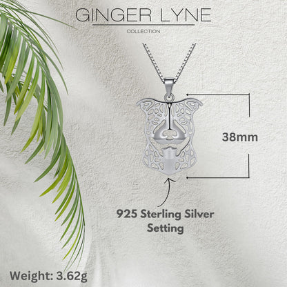 Pit Bull Dog Necklace Earrings or Set Sterling Silver Womens Ginger Lyne Collection - Ears Down Necklace