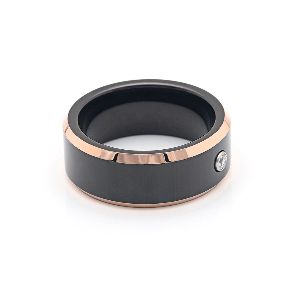 Tungsten Carbine Wedding Band Black Rose Ring Clear Cz Men Ginger Lyne Collection