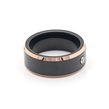 Tungsten Carbine Wedding Band Black Rose Ring Clear Cz Men Ginger Lyne Collection